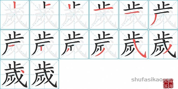 歲的筆順筆畫怎麼寫歲的拼音部首解釋及成語解讀