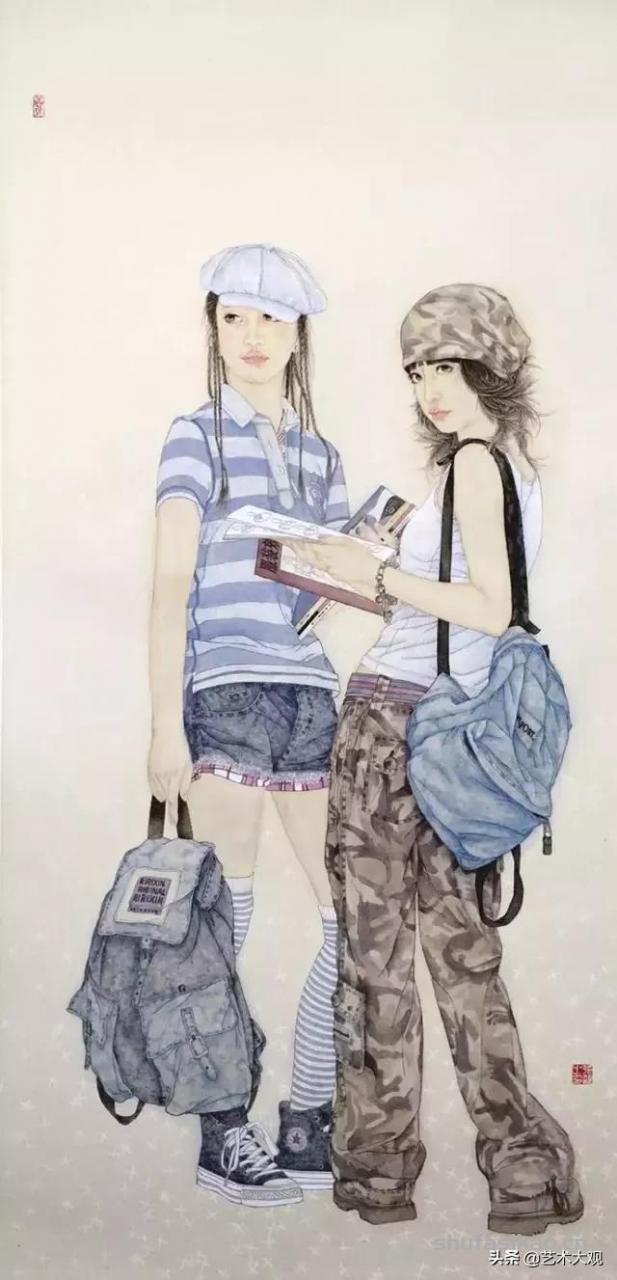 现代人物工笔画欣赏女画家张艺作品选集